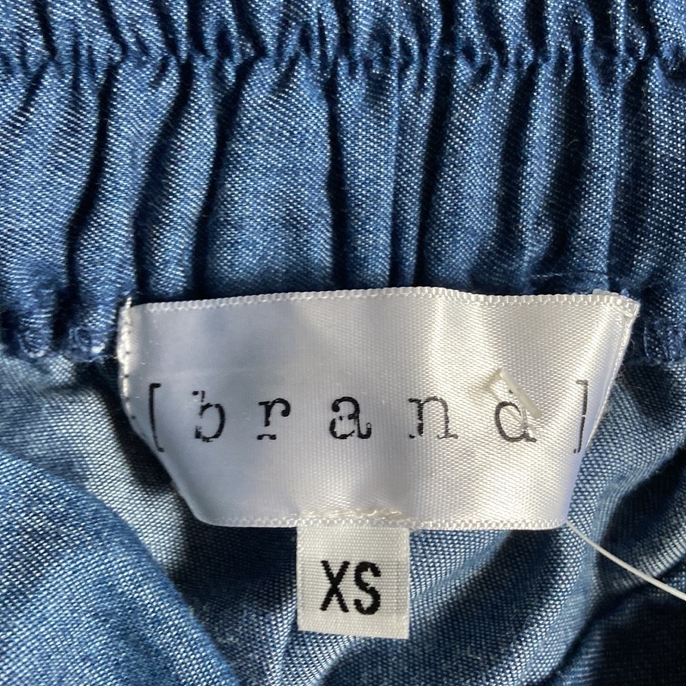 NWT Sz XS Brand Soft Chambray Denim Palazzo Pant Pleated Front Elastic Waist - Picture 6 of 7